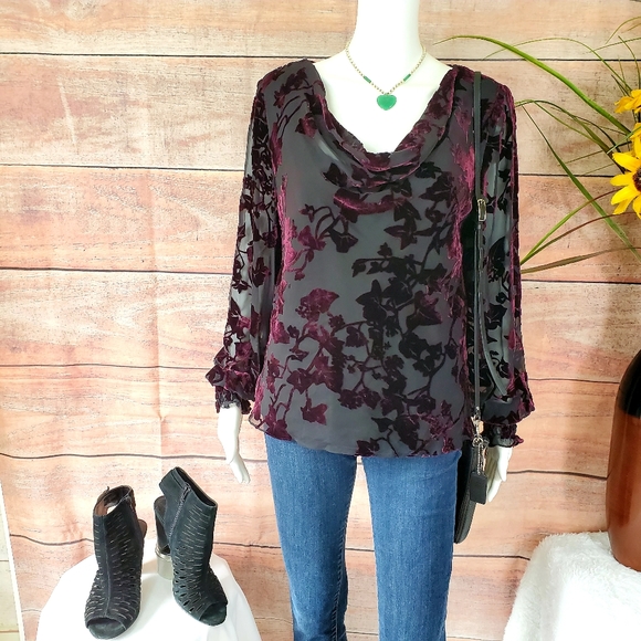 Adrianna Papell Tops - Adriana Papell gorgeous silk blend burnout blouse